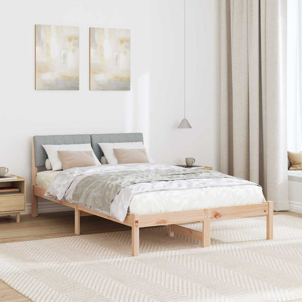 Bed frame Brown and light grey 120 x 190 cm Solid pine wood