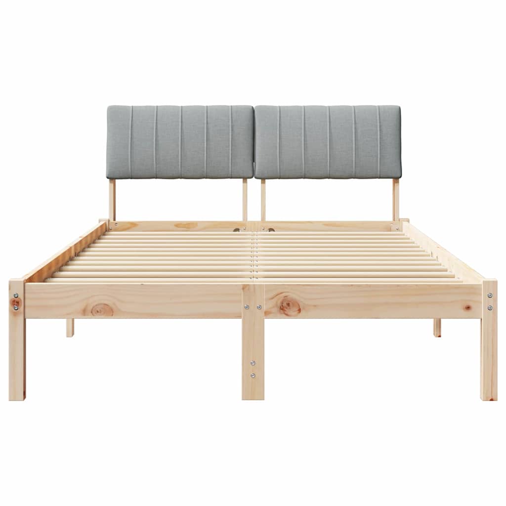 Bed frame Brown and light grey 120 x 190 cm Solid pine wood