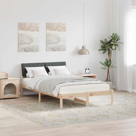Bed frame Brown and dark grey 120 x 190 cm Solid pine wood
