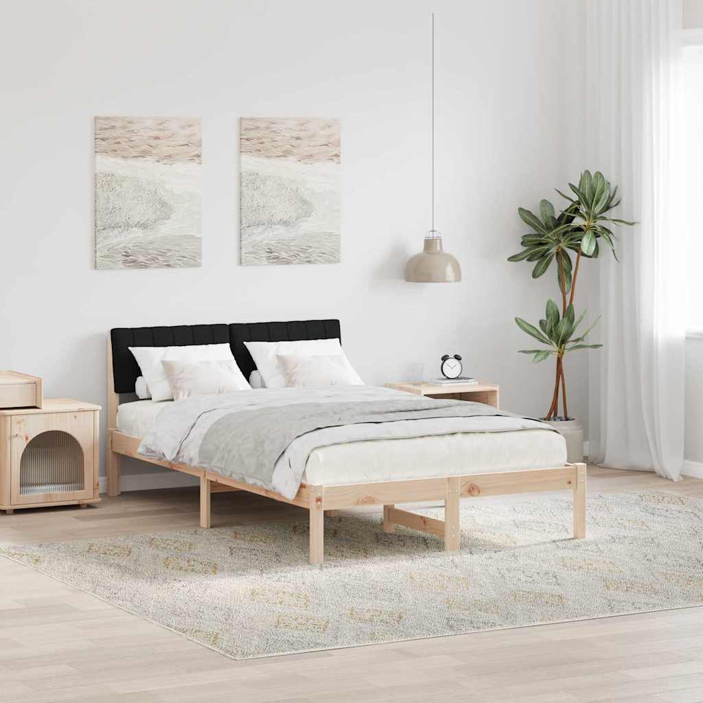 Bed frame Brown and black 120 x 190 cm Solid pine wood