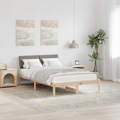 Bed frame Brown and taupe 120 x 190 cm Solid pine wood