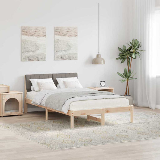 Bed frame Brown and taupe 120 x 190 cm Solid pine wood