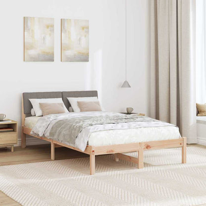 Bed frame Brown and taupe 120 x 190 cm Solid pine wood