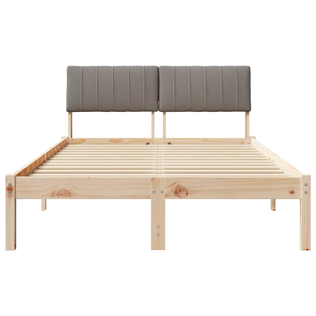 Bed frame Brown and taupe 120 x 190 cm Solid pine wood