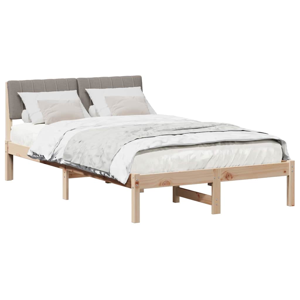 Bed frame Brown and taupe 120 x 190 cm Solid pine wood