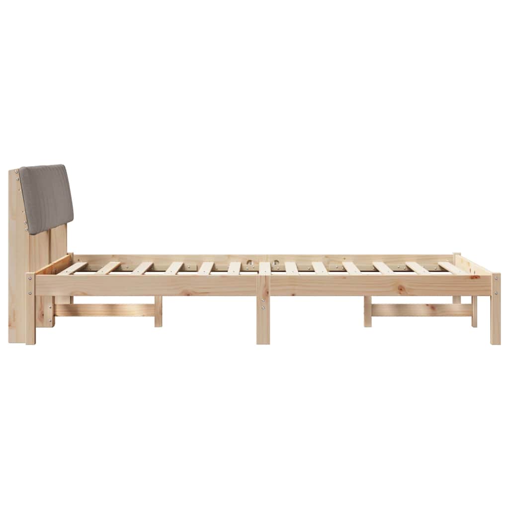 Bed frame Brown and taupe 120 x 190 cm Solid pine wood