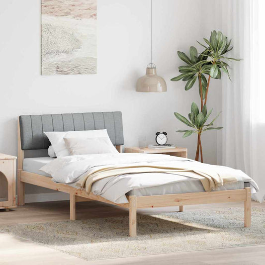 Bed frame Brown and light grey 100 x 200 cm Solid pine wood