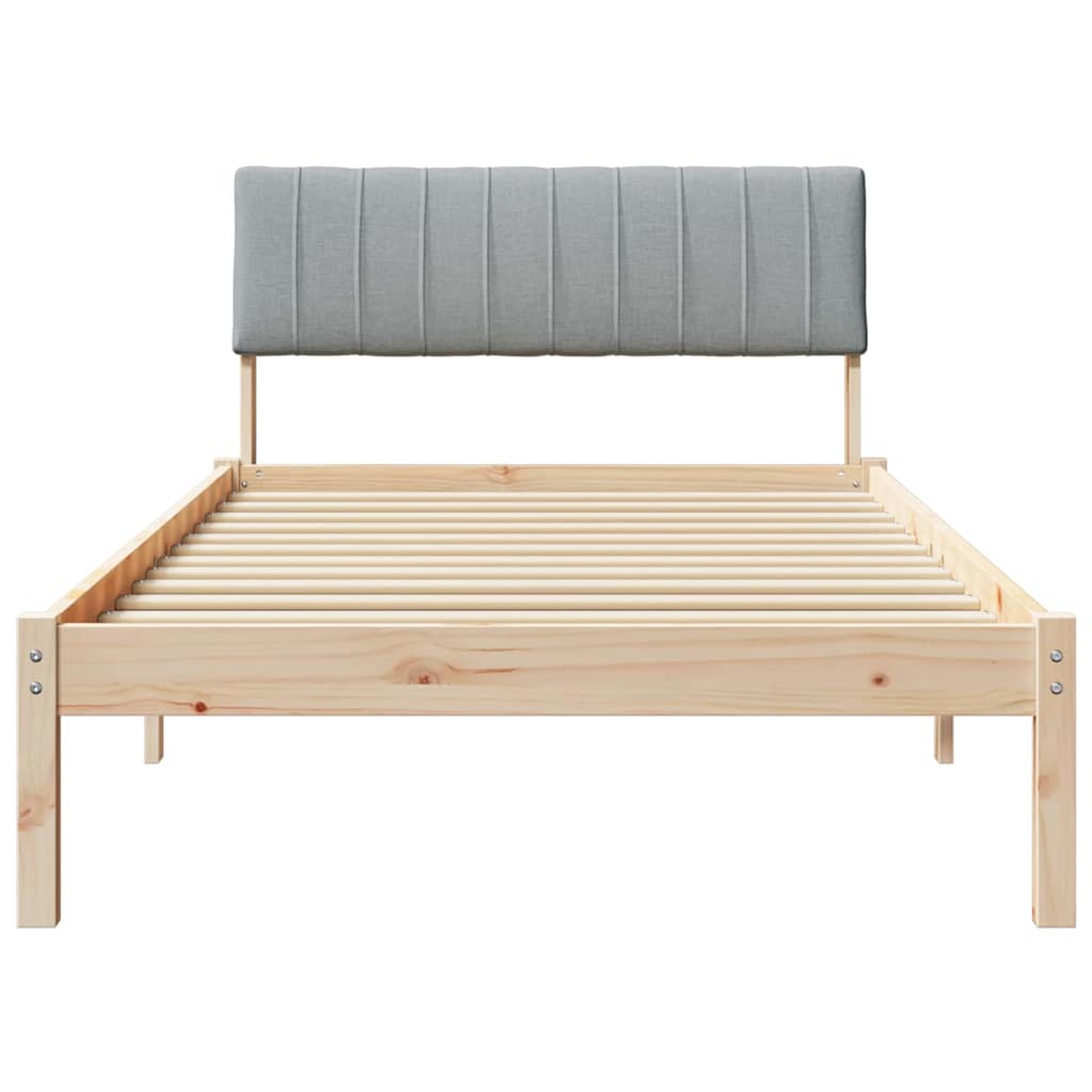 Bed frame Brown and light grey 100 x 200 cm Solid pine wood