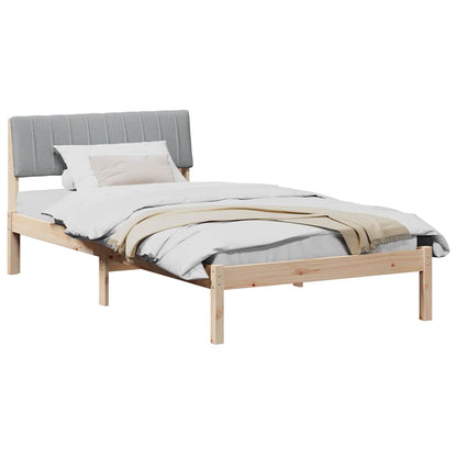 Bed frame Brown and light grey 100 x 200 cm Solid pine wood