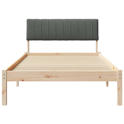 Bed frame Brown and dark grey 100 x 200 cm Solid pine wood