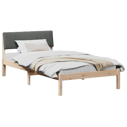 Bed frame Brown and dark grey 100 x 200 cm Solid pine wood