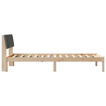 Bed frame Brown and dark grey 100 x 200 cm Solid pine wood