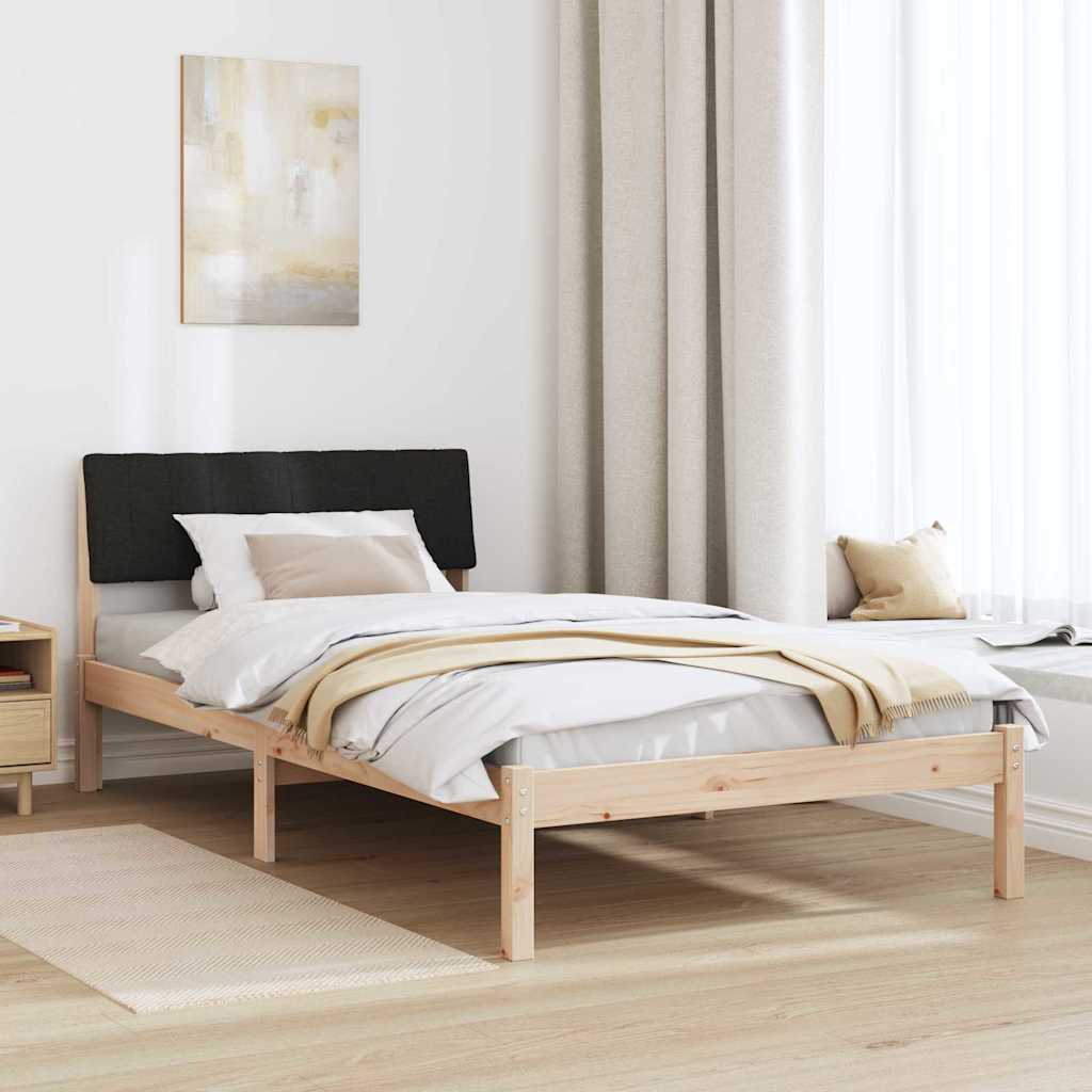 Bed frame Brown and black 100 x 200 cm Solid pine wood