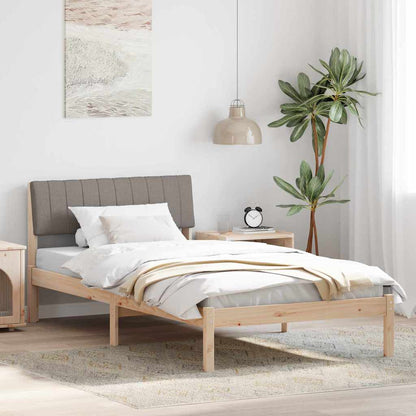 Bed frame Brown and taupe 100 x 200 cm Solid pine wood