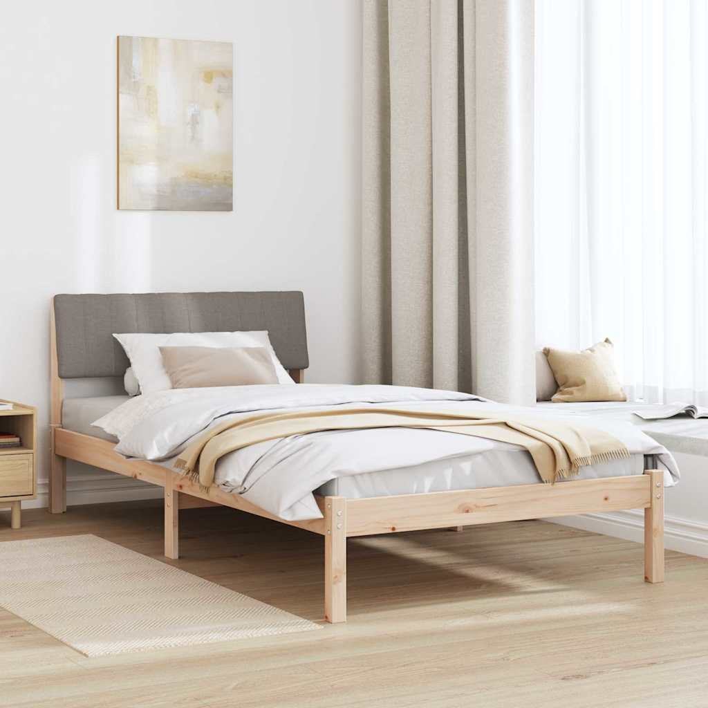 Bed frame Brown and taupe 100 x 200 cm Solid pine wood