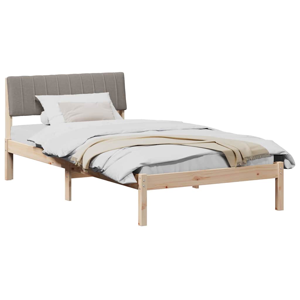 Bed frame Brown and taupe 100 x 200 cm Solid pine wood