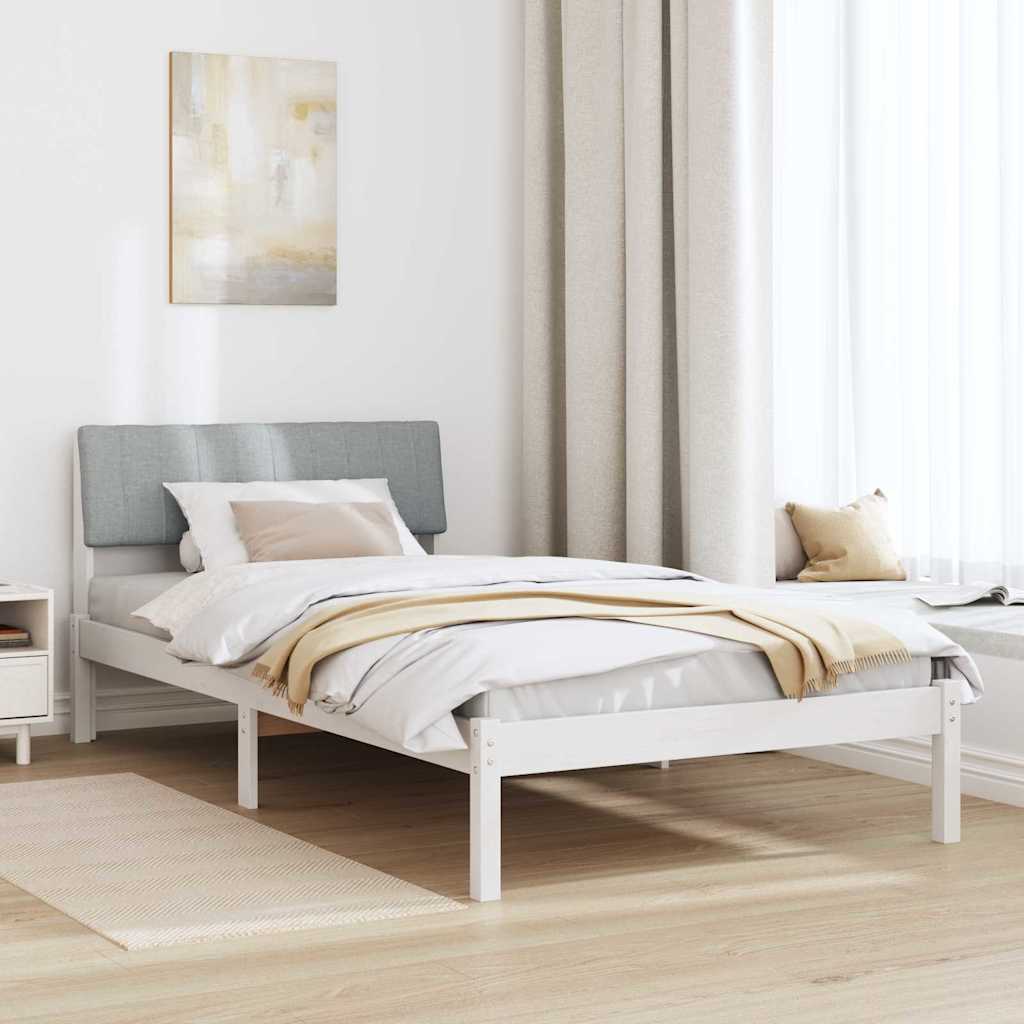 Bed frame White and light grey 100 x 200 cm Solid pine wood