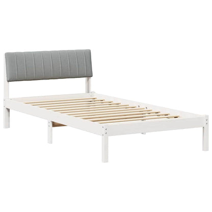 Bed frame White and light grey 100 x 200 cm Solid pine wood