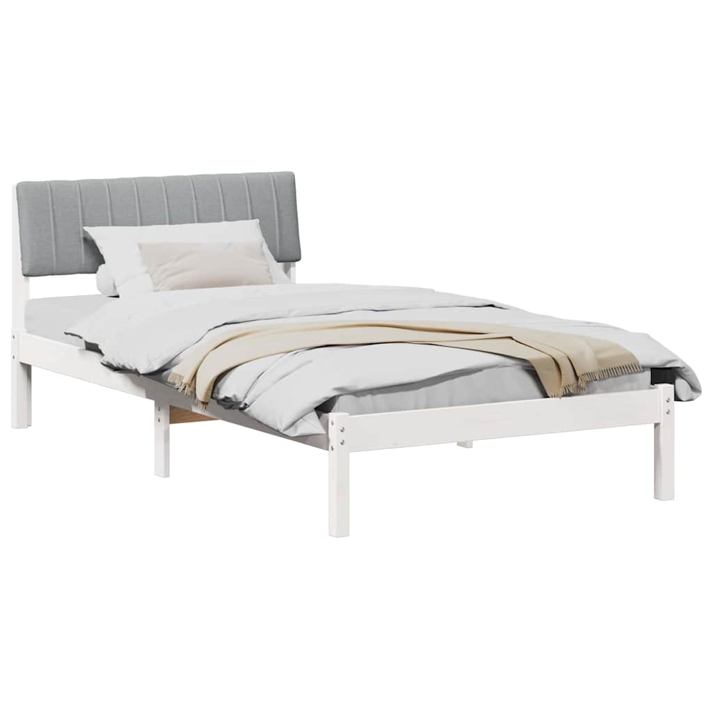 Bed frame White and light grey 100 x 200 cm Solid pine wood