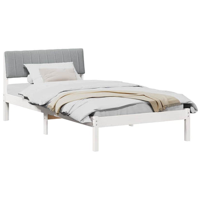 Bed frame White and light grey 100 x 200 cm Solid pine wood