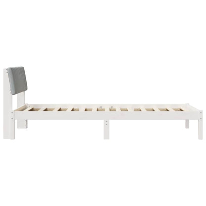 Bed frame White and light grey 100 x 200 cm Solid pine wood
