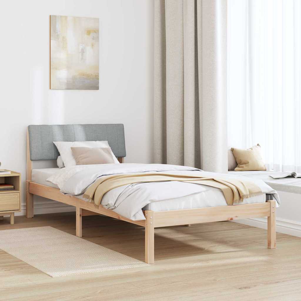 Bed frame Brown and light grey 90 x 200 cm Solid pine wood