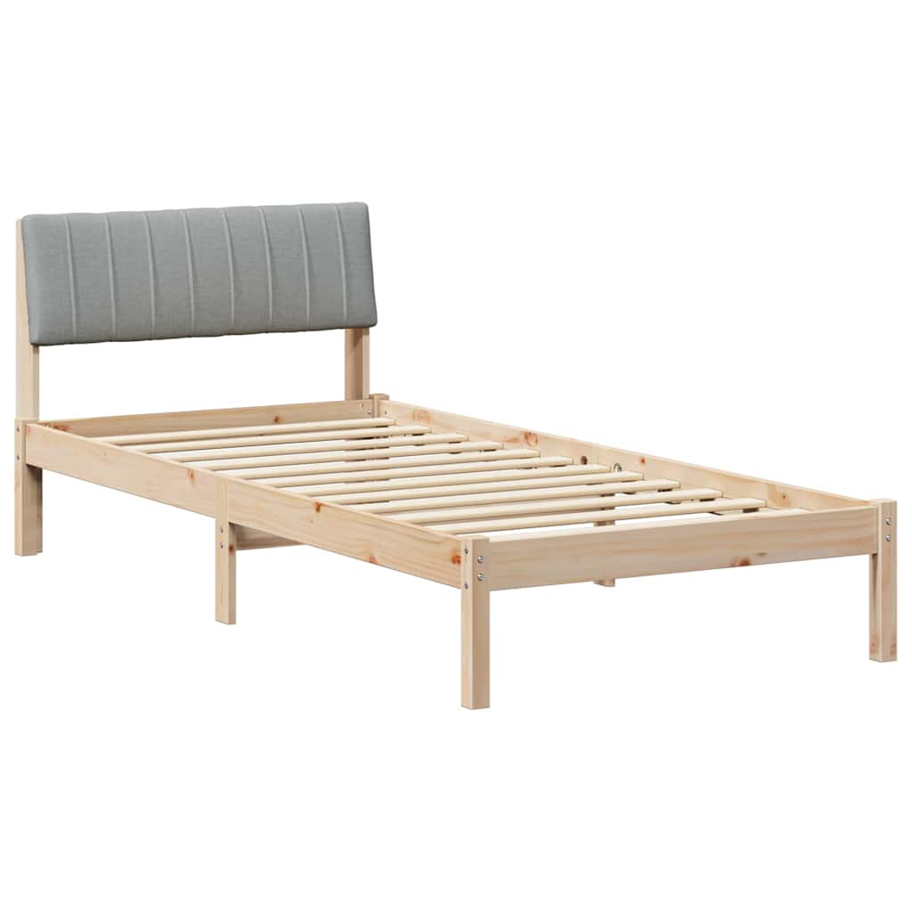 Bed frame Brown and light grey 90 x 200 cm Solid pine wood