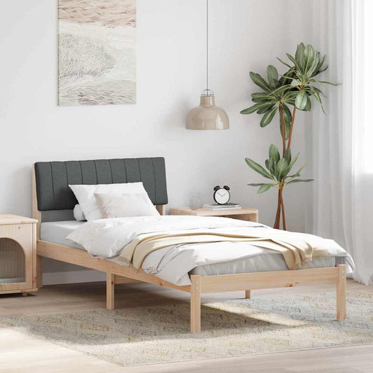 Bed frame Brown and dark grey 90 x 200 cm Solid pine wood