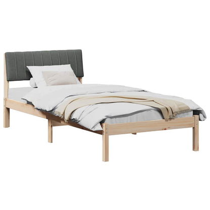 Bed frame Brown and dark grey 90 x 200 cm Solid pine wood