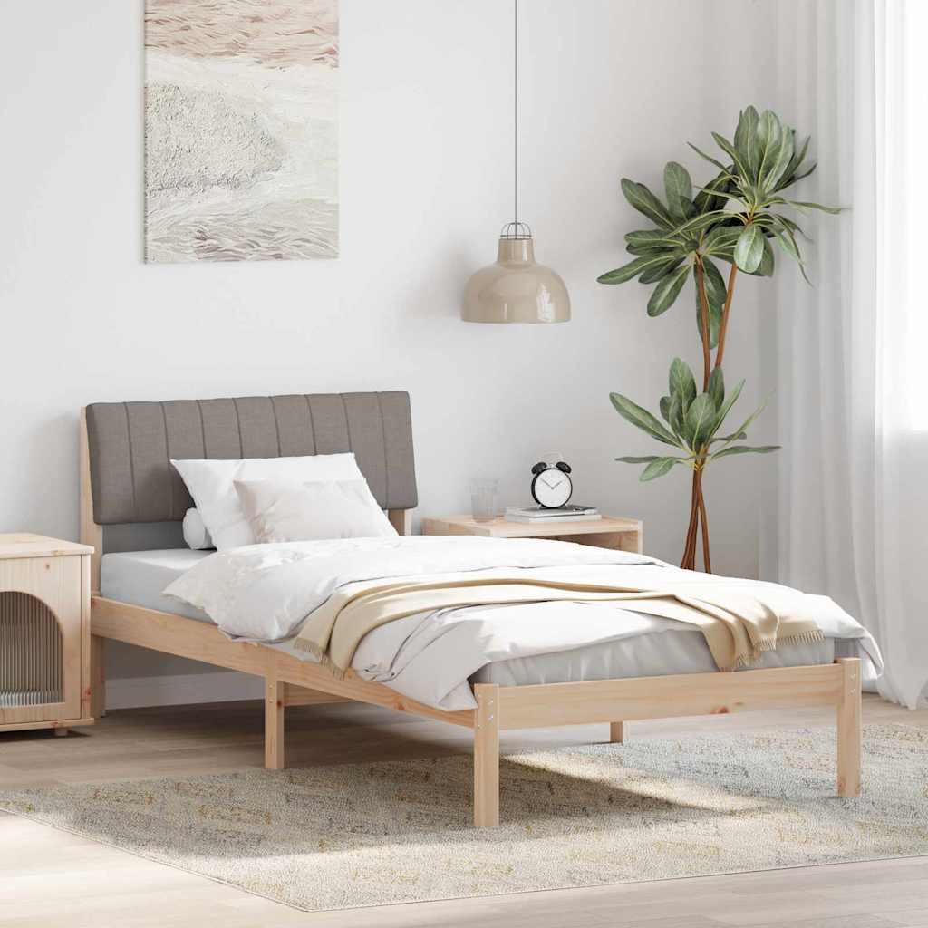 Bed frame Brown and taupe 90 x 200 cm Solid pine wood