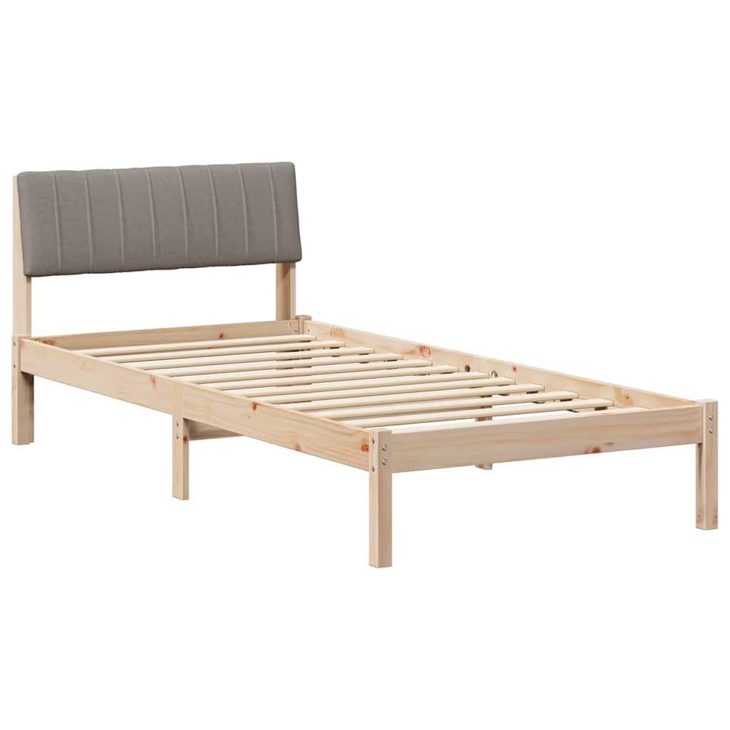 Bed frame Brown and taupe 90 x 200 cm Solid pine wood