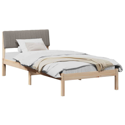 Bed frame Brown and taupe 90 x 200 cm Solid pine wood
