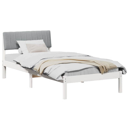 Bed frame White and light grey 90 x 200 cm Solid pine wood