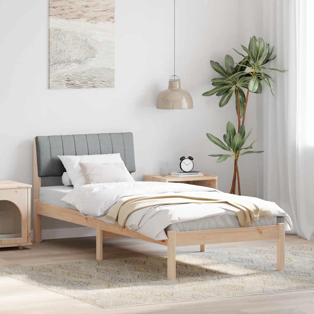 Bed frame Brown and light grey 80 x 200 cm Solid pine wood