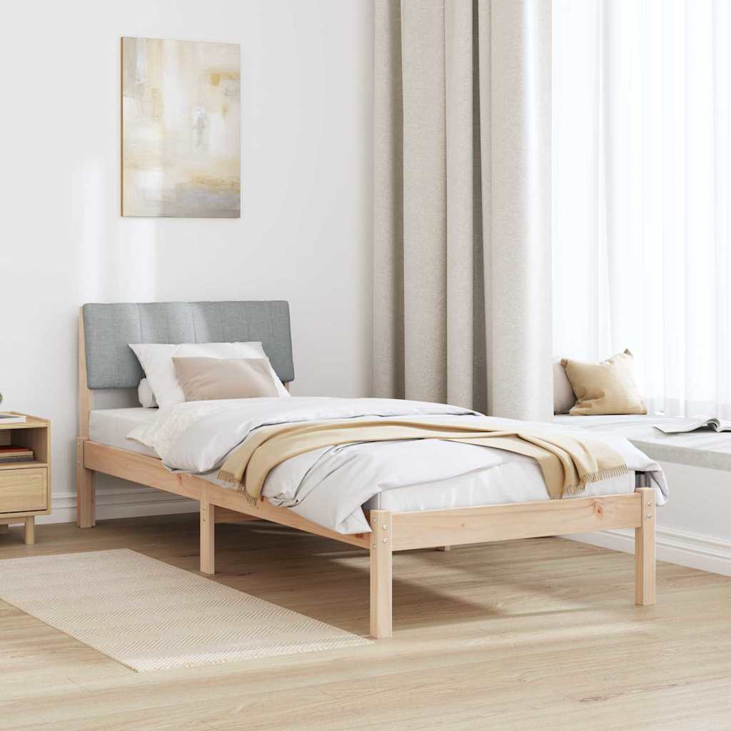 Bed frame Brown and light grey 80 x 200 cm Solid pine wood