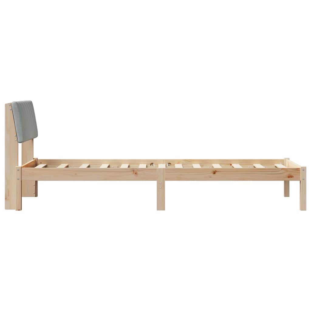Bed frame Brown and light grey 80 x 200 cm Solid pine wood