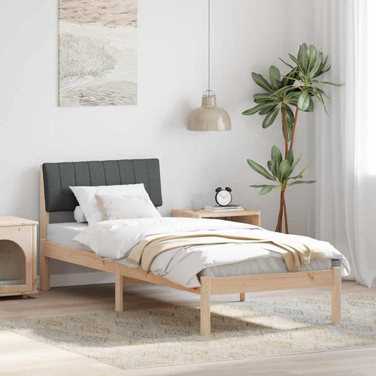 Bed frame Brown and dark grey 80 x 200 cm Solid pine wood