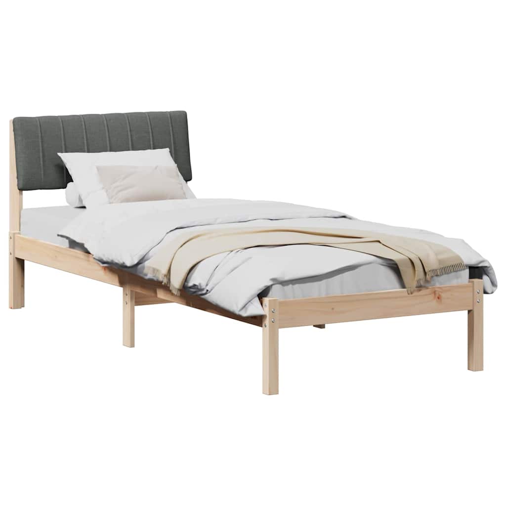 Bed frame Brown and dark grey 80 x 200 cm Solid pine wood