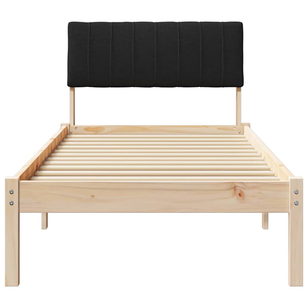 Bed frame Brown and black 80 x 200 cm Solid pine wood