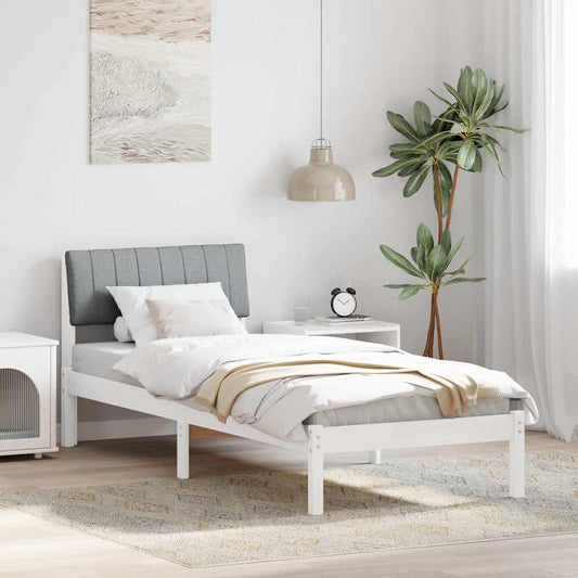 Bed frame White and light grey 80 x 200 cm Solid pine wood