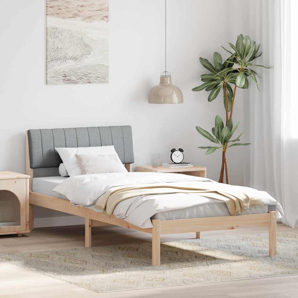 Bed frame Brown and light grey 90 x 190 cm Solid pine wood