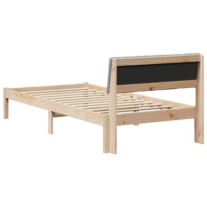 Bed frame Brown and light grey 90 x 190 cm Solid pine wood