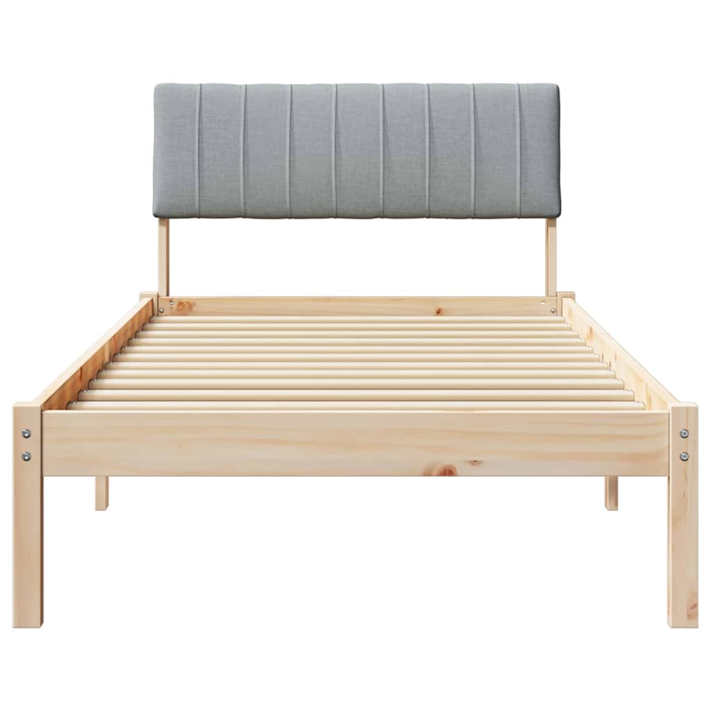 Bed frame Brown and light grey 90 x 190 cm Solid pine wood