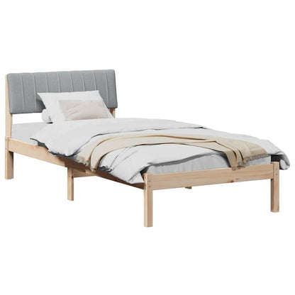 Bed frame Brown and light grey 90 x 190 cm Solid pine wood