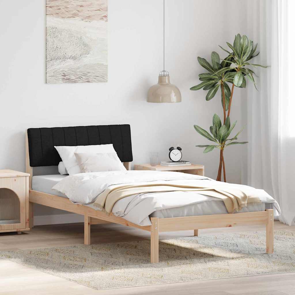 Bed frame Brown and black 90 x 190 cm Solid pine wood