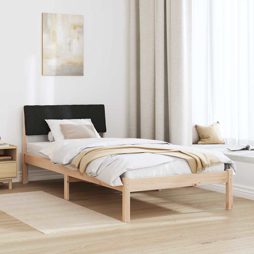 Bed frame Brown and black 90 x 190 cm Solid pine wood