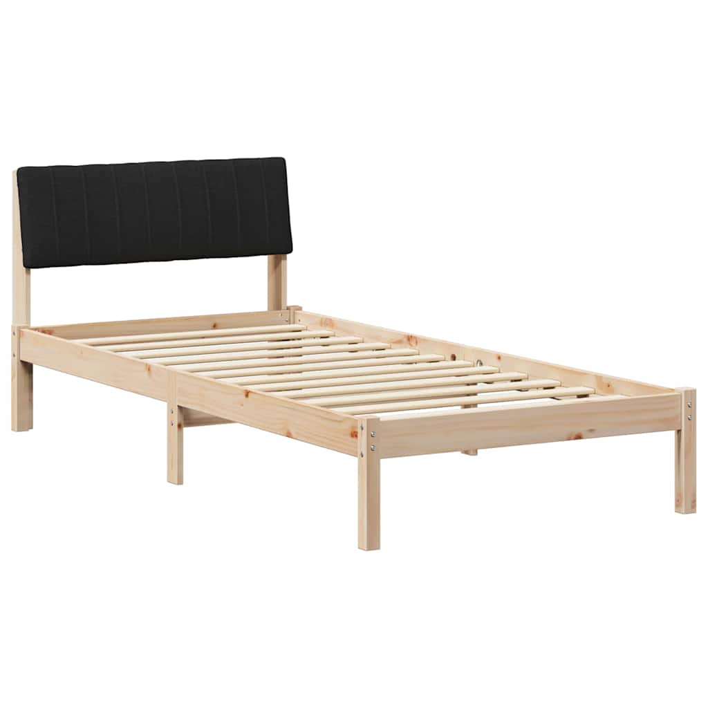 Bed frame Brown and black 90 x 190 cm Solid pine wood