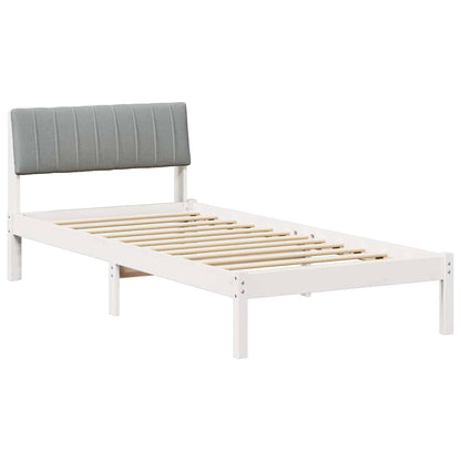 Bed frame White and light grey 90 x 190 cm Solid pine wood