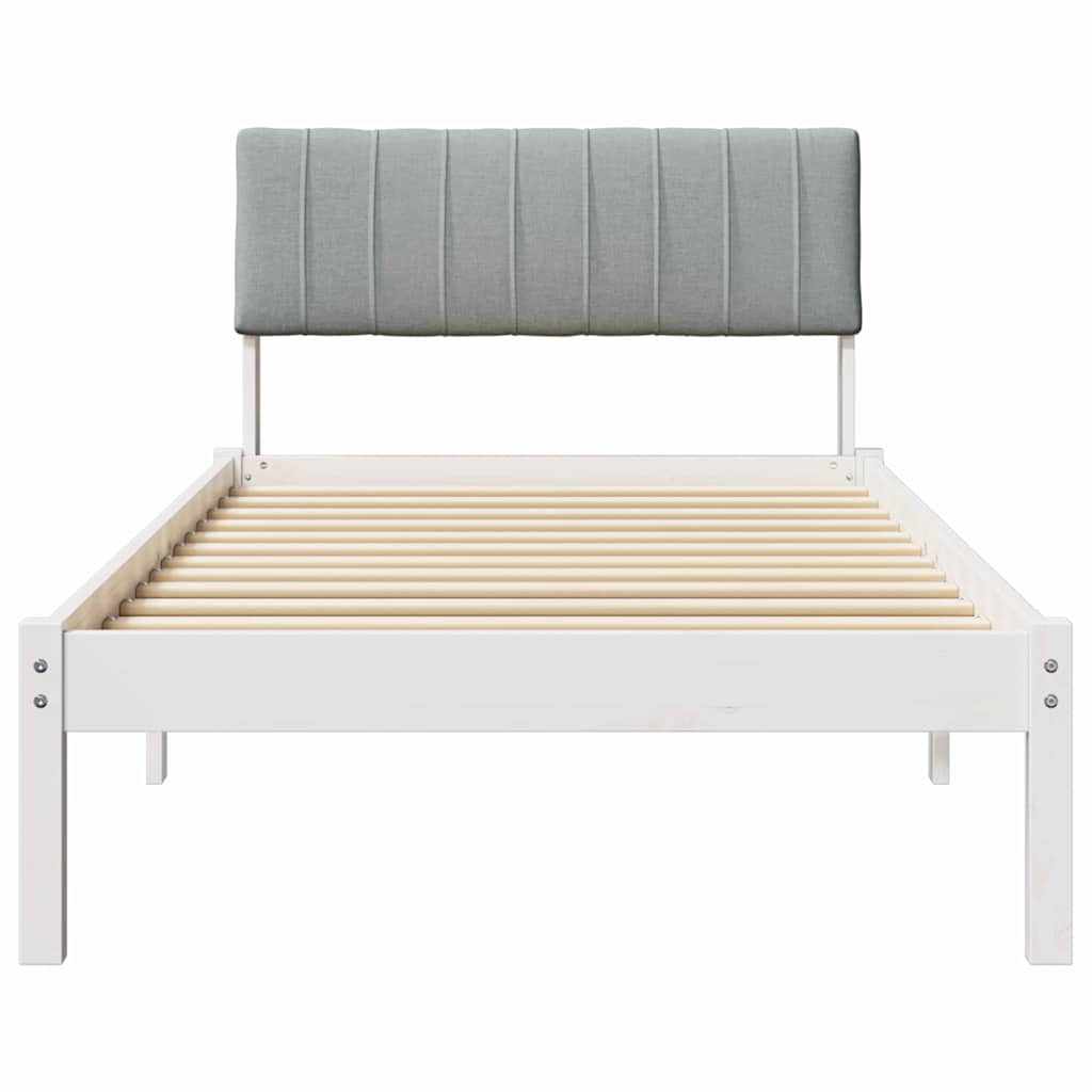 Bed frame White and light grey 90 x 190 cm Solid pine wood