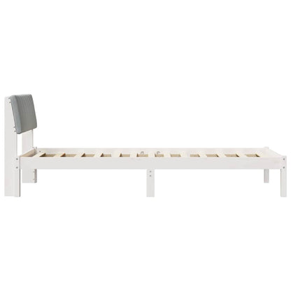 Bed frame White and light grey 90 x 190 cm Solid pine wood